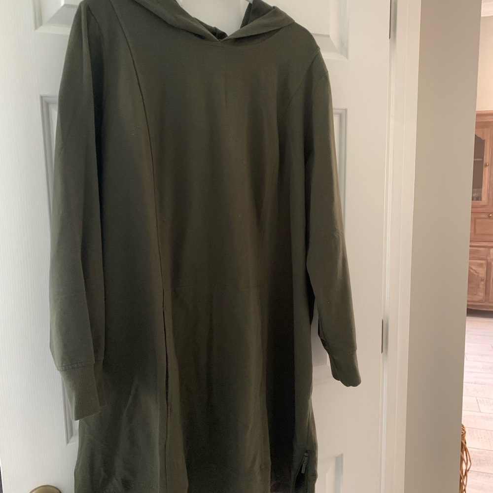 Denim&Co Dark Green Hooded Top